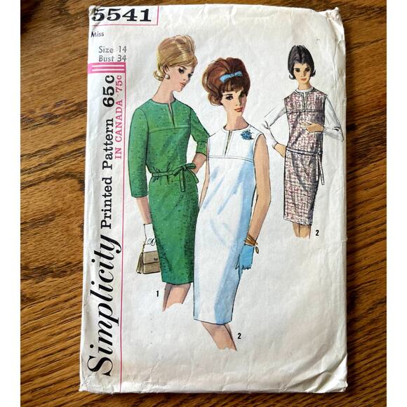 Vintage 1960s Simplicity 5541 Sewing Pattern Size Sm 14 Dress or Jumper COMPLETE - Picture 1 of 2
